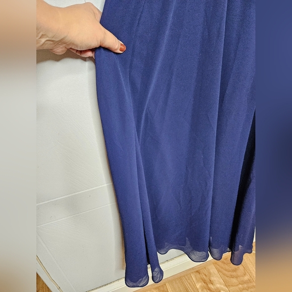 Beauty Kai Navy Sequin Halter Chiffon Empire Waist Maxi Dress S Glam Prom Formal - Picture 11 of 16